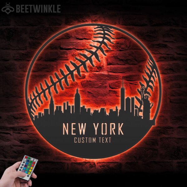 Custom-New-York-Skyline-Baseball-Metal-Wall-Art-LED-Light-5