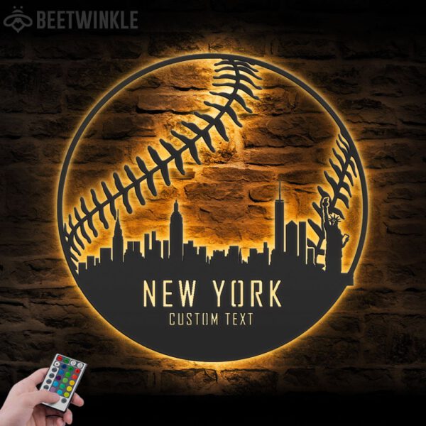 Custom-New-York-Skyline-Baseball-Metal-Wall-Art-LED-Light-6