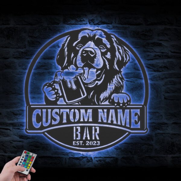 Custom-Newfoundland-Dog-Thirsty-Beer-Pub-Metal-Wall-Art-LED-Light_5