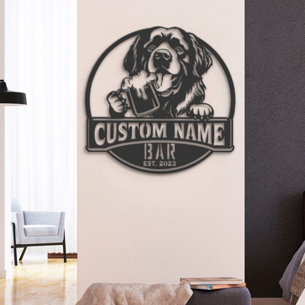 Custom-Newfoundland-Dog-Thirsty-Beer-Pub-Metal-Wall-Art-LED-Light_7