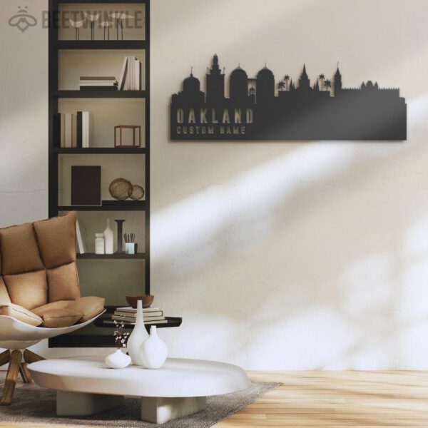 Custom-Oakland-Skyline-Metal-Wall-Art-LED-Light-2