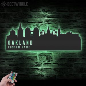 Custom-Oakland-Skyline-Metal-Wall-Art-LED-Light-3