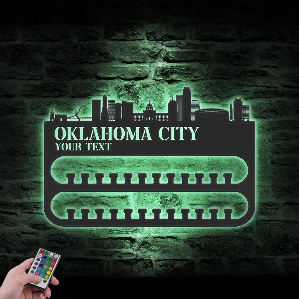 Custom-Oklahoma-City-Skyline-Sport-Medal-Hanger-With-Led-Light_2