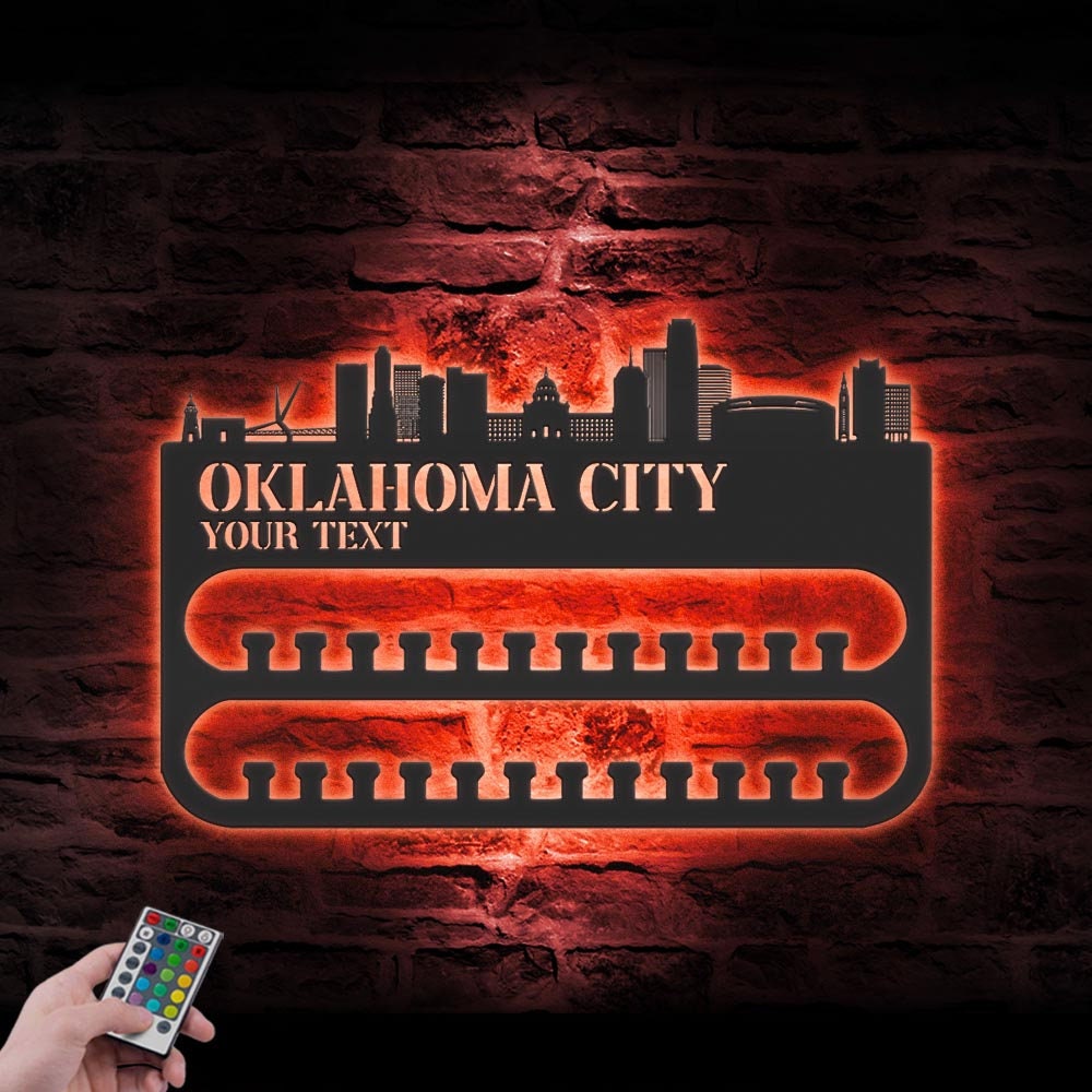 Custom-Oklahoma-City-Skyline-Sport-Medal-Hanger-With-Led-Light_4