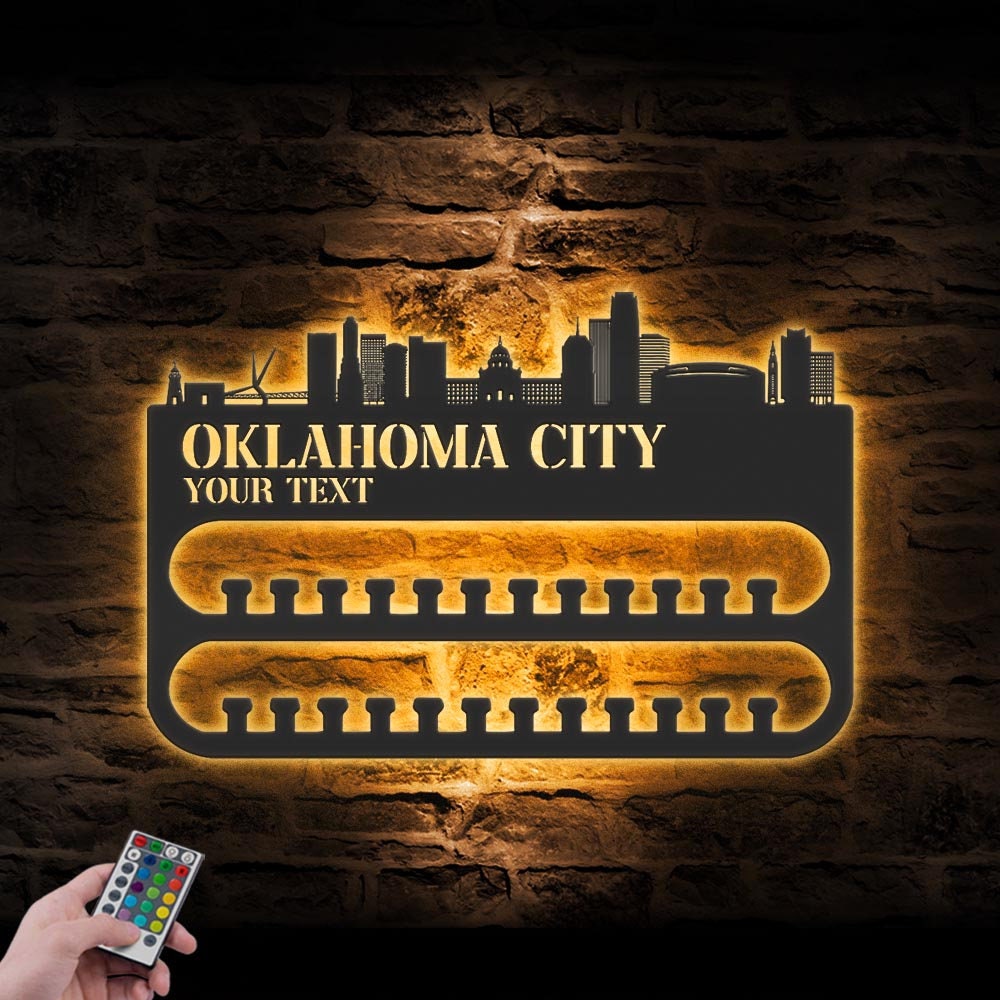 Custom-Oklahoma-City-Skyline-Sport-Medal-Hanger-With-Led-Light_5