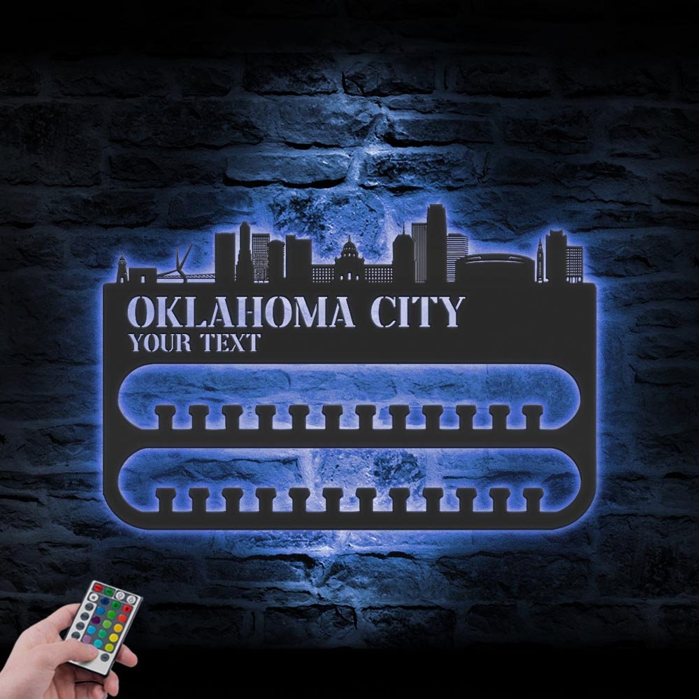 Custom-Oklahoma-City-Skyline-Sport-Medal-Hanger-With-Led-Light_8