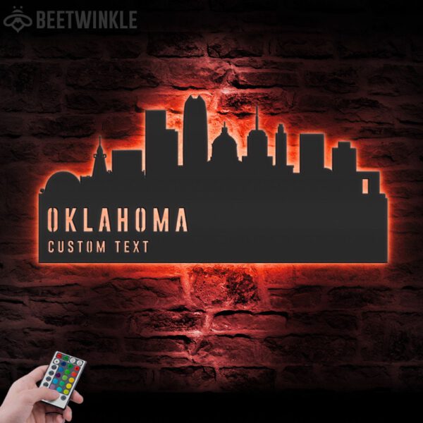 Custom-Oklahoma-Skyline-Metal-Wall-Art-LED-Light-5