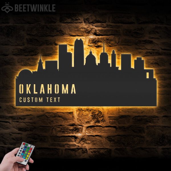 Custom-Oklahoma-Skyline-Metal-Wall-Art-LED-Light-6