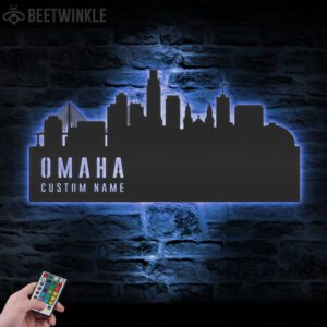 Custom-Omaha-Skyline-Metal-Wall-Art-LED-Light-3