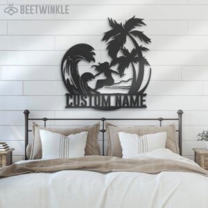 Custom-Palm-Tree-Wave-Girl-Surfing-Metal-Wall-Art-LED-Light-3