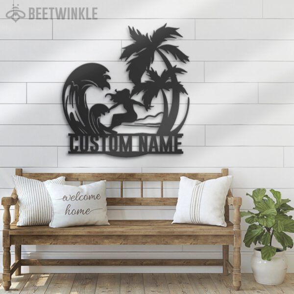 Custom-Palm-Tree-Wave-Girl-Surfing-Metal-Wall-Art-LED-Light-6