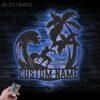 Custom-Palm-Tree-Wave-Man-Surfing-Metal-Wall-Art-LED-Light-4