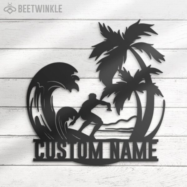 Custom-Palm-Tree-Wave-Man-Surfing-Metal-Wall-Art-LED-Light-8