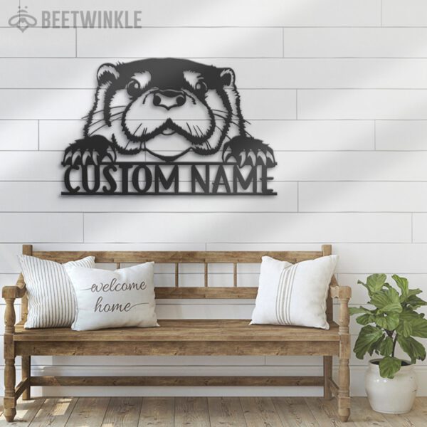 Custom-Peeking-Otter-Metal-Wall-Art-LED-Light-2