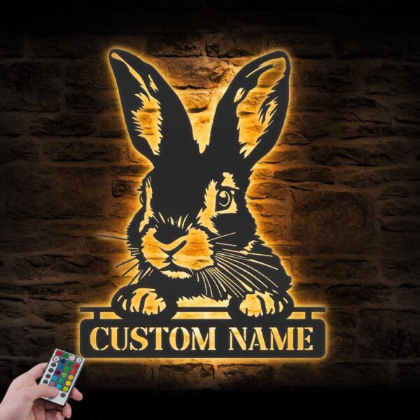 Custom-Peeking-Rabbit-Farmhouse-Metal-Wall-Art-LED-Light-5