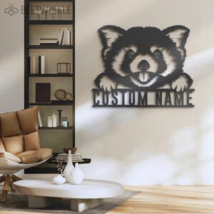 Custom-Peeking-Red-Panda-Bear-Metal-Wall-Art-LED-Light-3