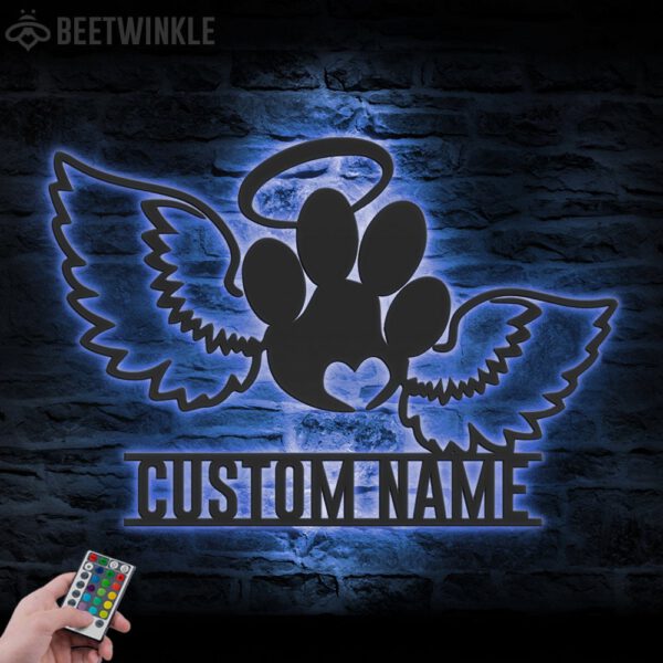 Custom-Pet-Wings-Memorial-Name-Date-Metal-Wall-Art-LED-Light-6