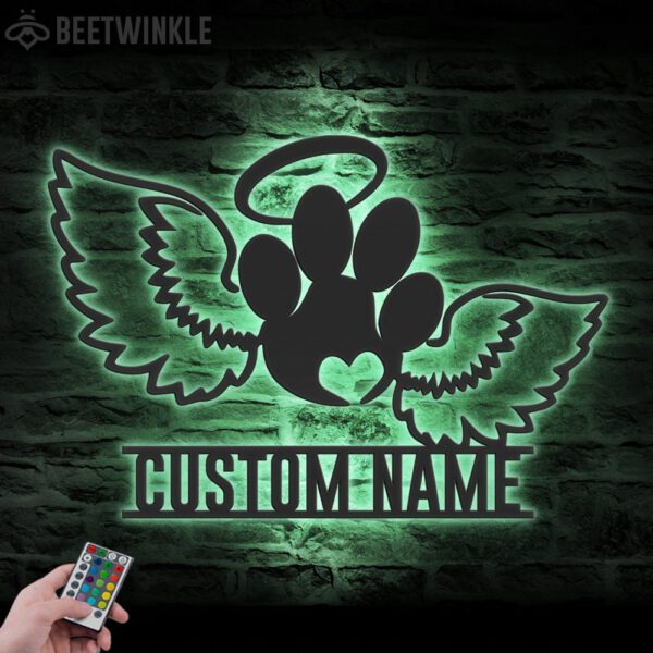 Custom-Pet-Wings-Memorial-Name-Date-Metal-Wall-Art-LED-Light-7