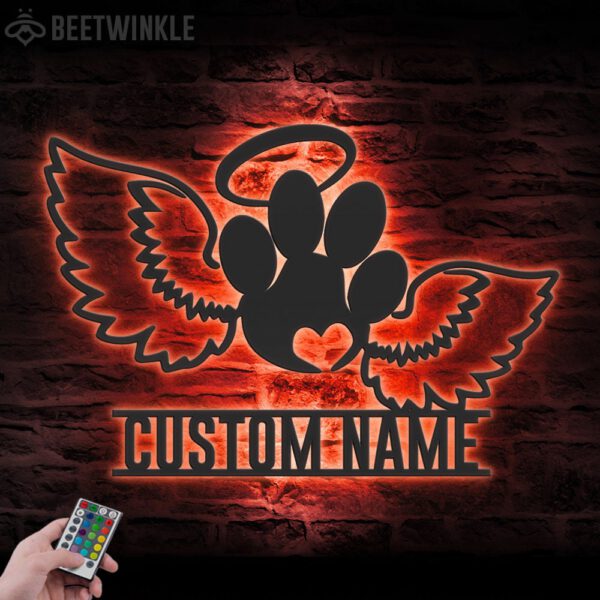 Custom-Pet-Wings-Memorial-Name-Date-Metal-Wall-Art-LED-Light-8