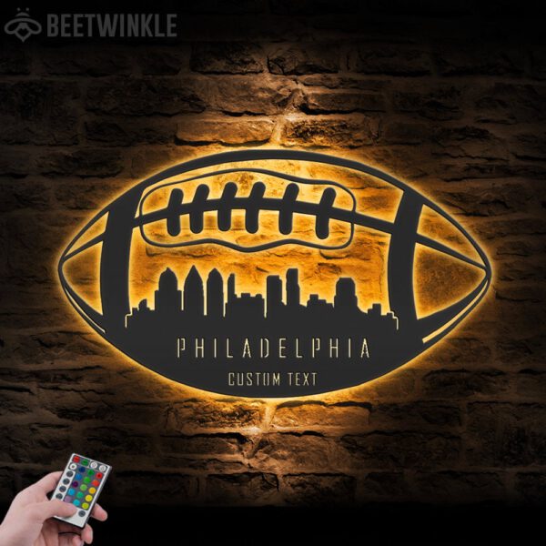 Custom-Philadelphia-Skyline-American-Football-Metal-Wall-Art-LED-Light-2