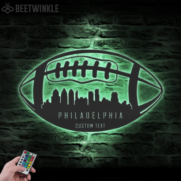 Custom-Philadelphia-Skyline-American-Football-Metal-Wall-Art-LED-Light-8