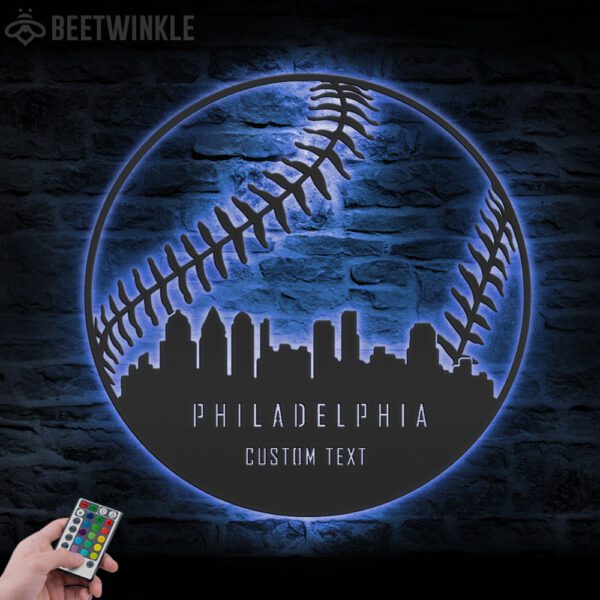 Custom-Philadelphia-Skyline-Baseball-Metal-Wall-Art-LED-Light-3