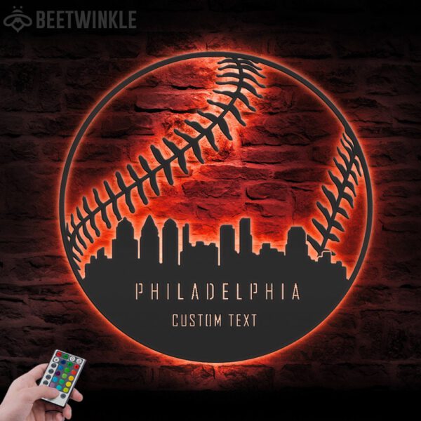 Custom-Philadelphia-Skyline-Baseball-Metal-Wall-Art-LED-Light-5