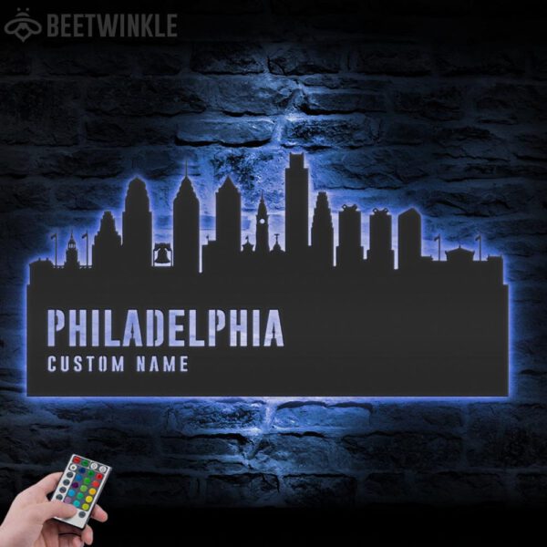 Custom-Philadelphia-Skyline-Metal-Wall-Art-LED-Light-4