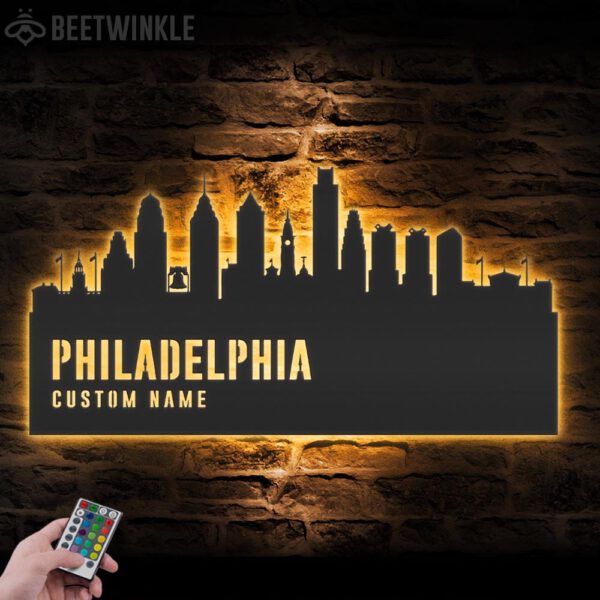 Custom-Philadelphia-Skyline-Metal-Wall-Art-LED-Light-8