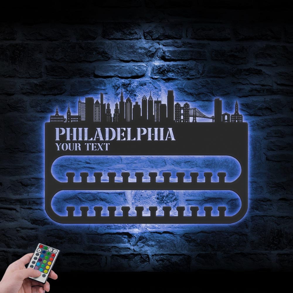 Custom-Philadelphia-Skyline-Sport-Medal-Hanger-With-Led-Light_1