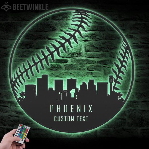 Custom-Phoenix-Skyline-Baseball-Metal-Wall-Art-LED-Light-3