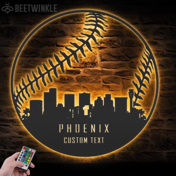 Custom-Phoenix-Skyline-Baseball-Metal-Wall-Art-LED-Light-8