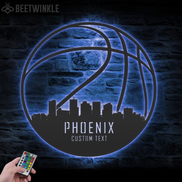 Custom-Phoenix-Skyline-Basketball-Metal-Wall-Art-LED-Light-4