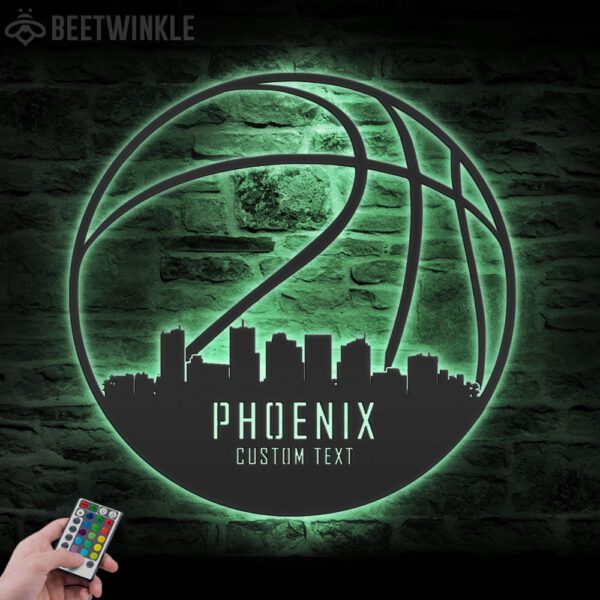 Custom-Phoenix-Skyline-Basketball-Metal-Wall-Art-LED-Light