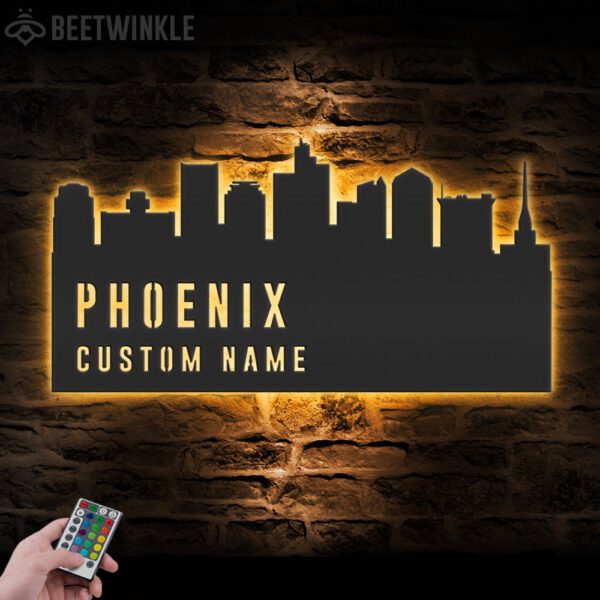 Custom-Phoenix-Skyline-Metal-Wall-Art-LED-Light-5