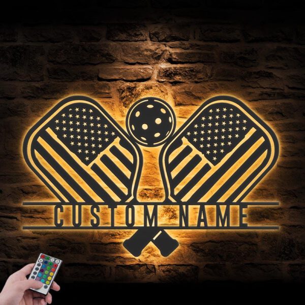 Custom-Pickleball-US-Flag-Metal-Wall-Art-LED-Light-4