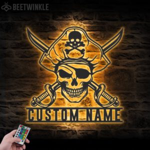 Custom-Pirate-Skull-Metal-Wall-Art-LED-Light-2