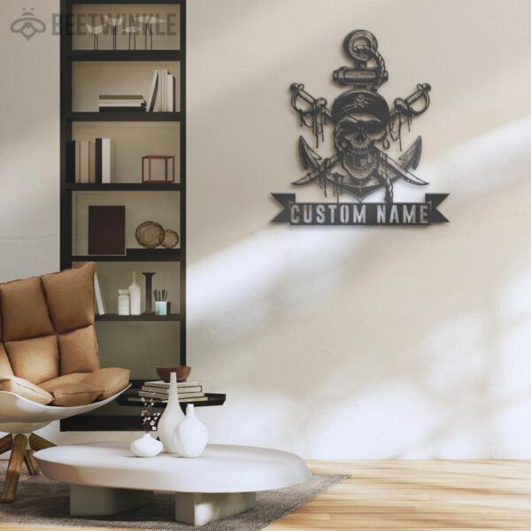 Custom-Pirate-Skull-Swords-Anchor-Metal-Wall-Art-LED-Light-7