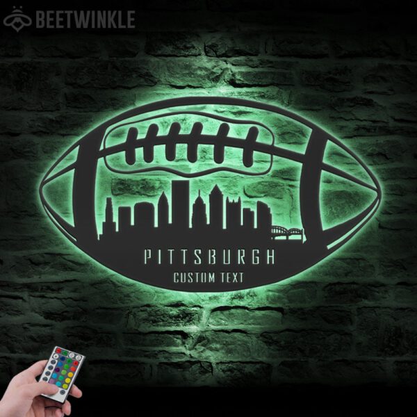 Custom-Pittsburgh-Skyline-American-Football-Metal-Wall-Art-LED-Light-2