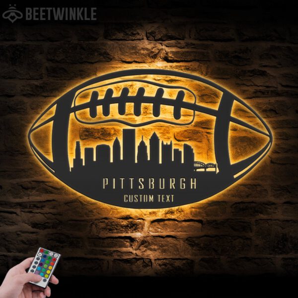 Custom-Pittsburgh-Skyline-American-Football-Metal-Wall-Art-LED-Light-7