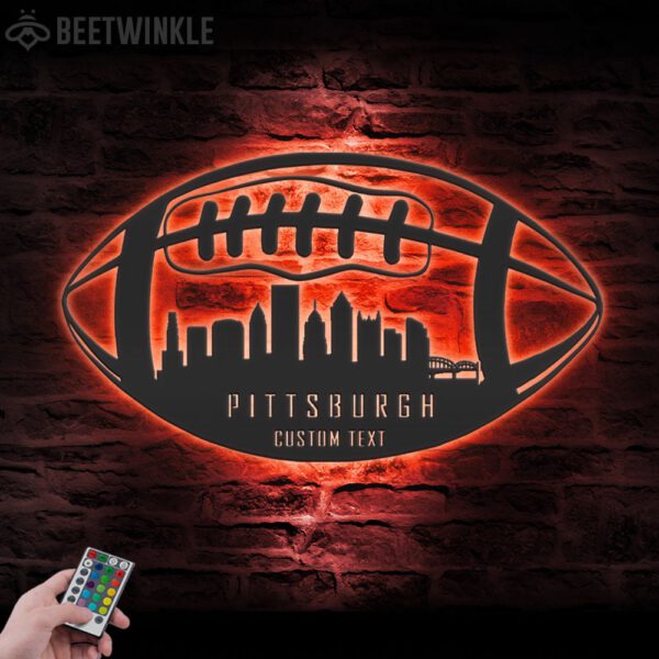 Custom-Pittsburgh-Skyline-American-Football-Metal-Wall-Art-LED-Light-8