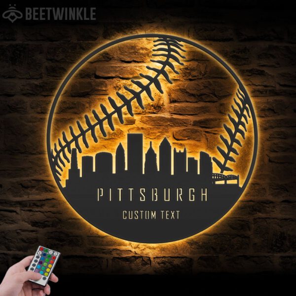 Custom-Pittsburgh-Skyline-Baseball-Metal-Wall-Art-LED-Light-4