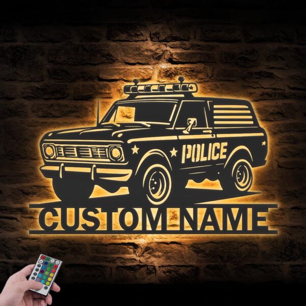 Custom-Police-Car-Driver-Metal-Wall-Art-LED-Light-1