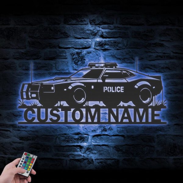 Custom-Police-Car-Driver-Metal-Wall-Art-LED-Light-4