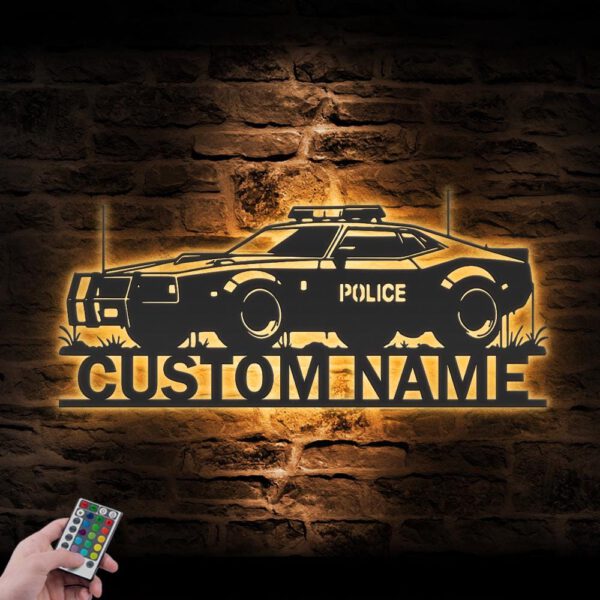 Custom-Police-Car-Driver-Metal-Wall-Art-LED-Light