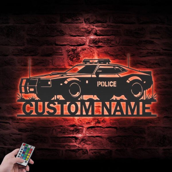 Custom-Police-Car-Driver-Metal-Wall-Art-LED-Light-8