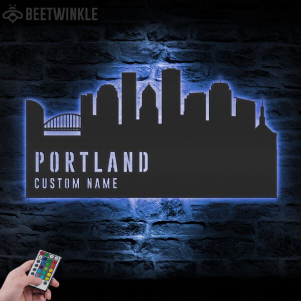 Custom-Portland-Skyline-Metal-Wall-Art-LED-Light