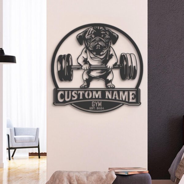 Custom-Pug-Dog-Lifting-A-Weight-Metal-Wall-Art-LED-Light_4