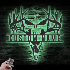 Custom-Punisher-Skull-Deer-Hunting-Metal-Wall-Art-LED-Light-3