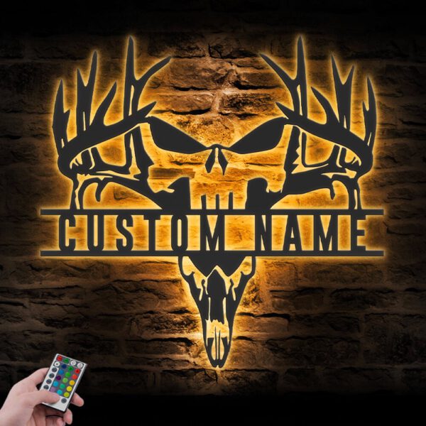 Custom-Punisher-Skull-Deer-Hunting-Metal-Wall-Art-LED-Light-7